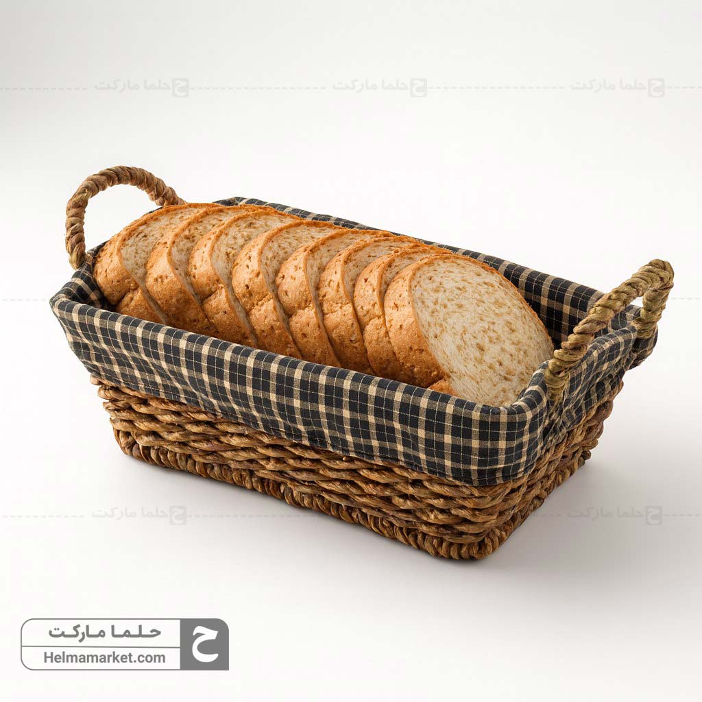 سبد حصیری مستطیل پارچه ای کوچک