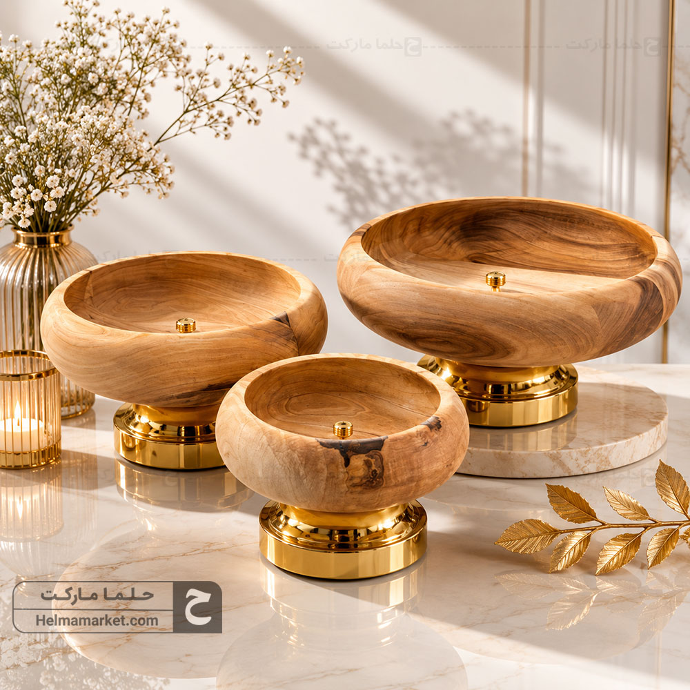 سرویس پذیرایی 3 تیکه چوب گردو لاکچری