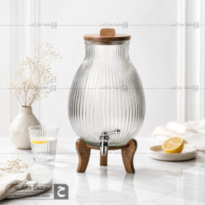 کلمن شیشه ای پایه چوبی آدنا