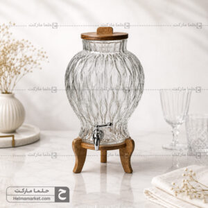 کلمن شیشه ای پایه چوبی آوا