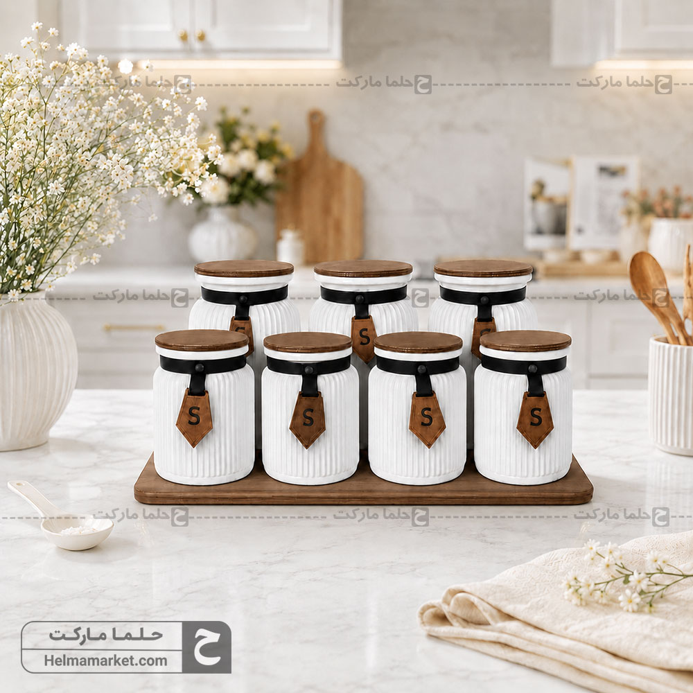 پاسماوری ۷ پارچه شیشه‌ای رنگ سفید