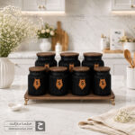 پاسماوری ۷ پارچه شیشه‌ای رنگ مشکی