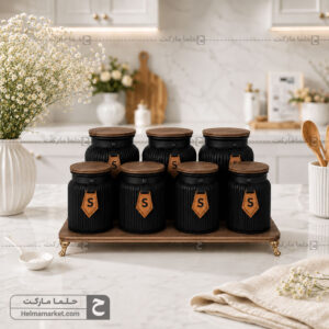پاسماوری ۷ پارچه شیشه‌ای رنگ مشکی