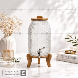 کلمن شیشه ای پایه چوبی زبرا