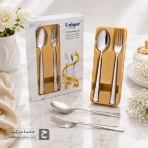 قاشق چنگال یونیک جعبه سفید 680 گرمی
